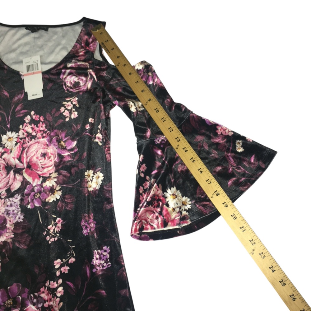 Spenser Jeremy Cold Shoulder Floral Velvet Stretch Dress - Women’s 10 - NWT - Picture 7 of 15